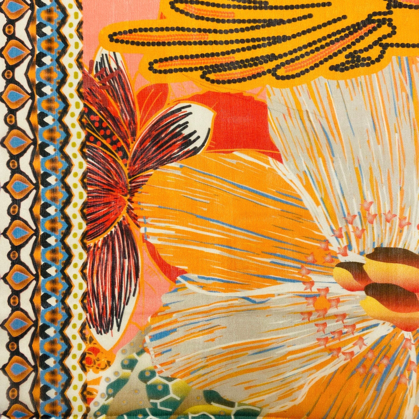 PRINTED SILK SHAWL-FLOWER DESIGN