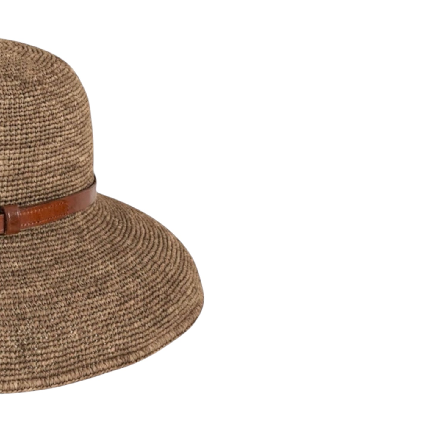 WIDE-BRIM RAFFIA HAT WITH A LEATHER BAND