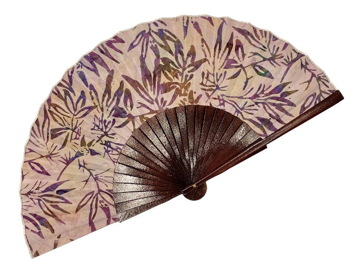 Abanico de madera de abedul con tela pintada