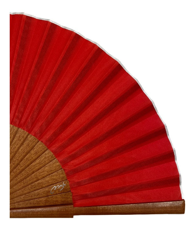 Abanico de madera de sapele con tela de seda