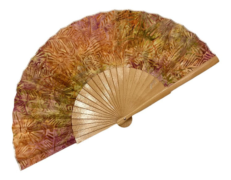 Abanico de madera de abedul con tela pintada