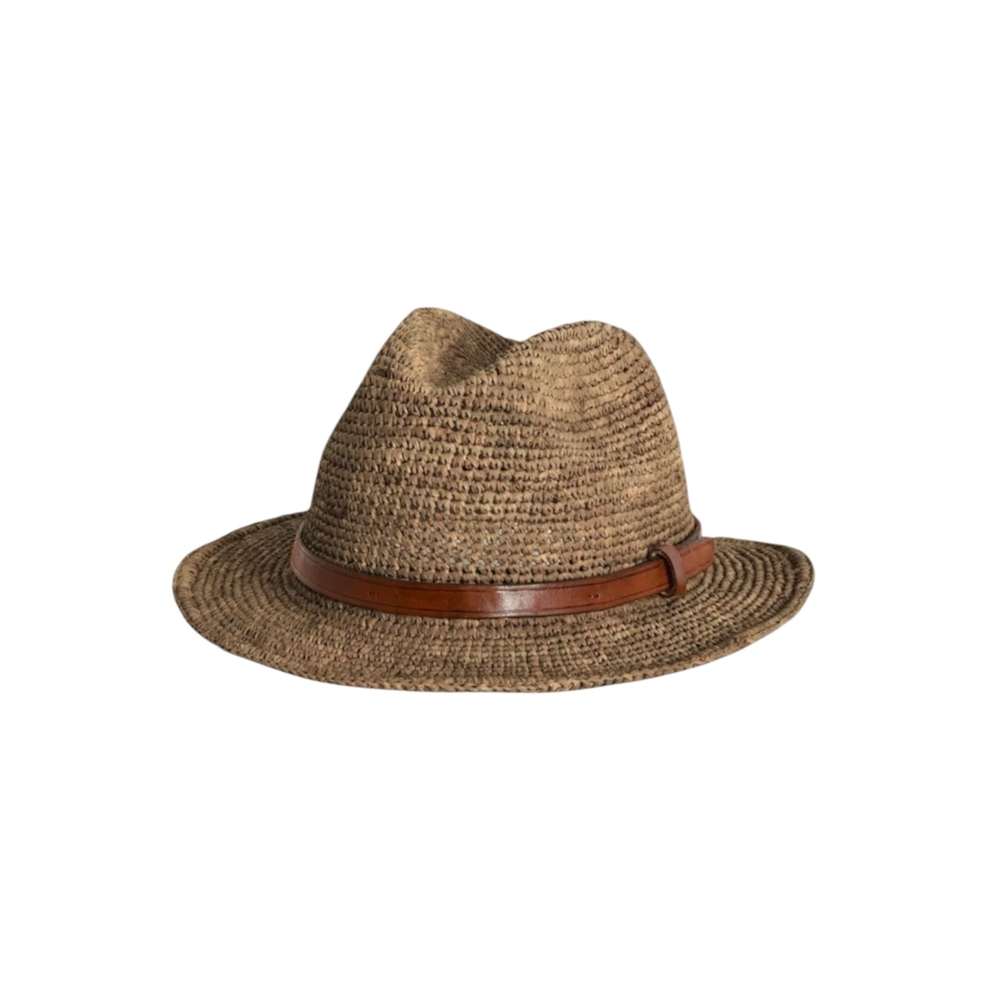 RAFFIA HAT WITH LEATHER BAND
