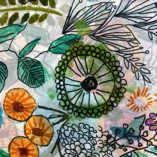 PRINTED SILK SHAWL-FLOWER DESIGN