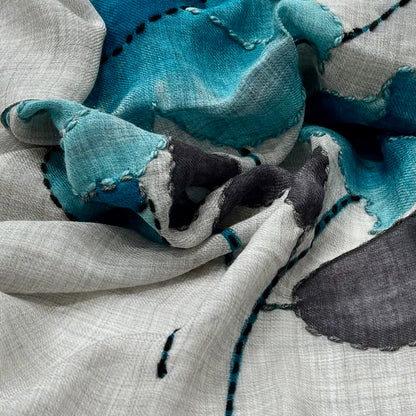 CHAL DE LANA MERINO PINTADO A MANO