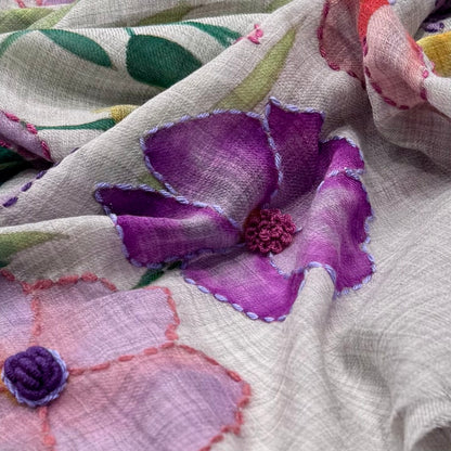 CHAL DE LANA MERINO PINTADO A MANO