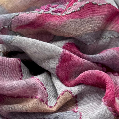 CHAL DE LANA MERINO PINTADO A MANO