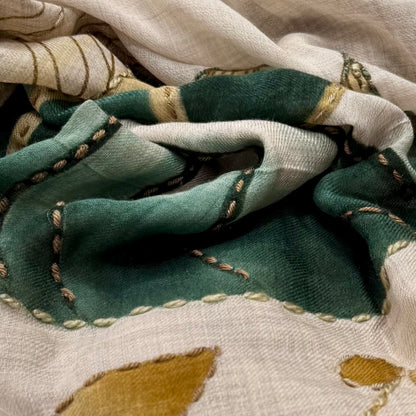 CHAL DE LANA MERINO PINTADO A MANO