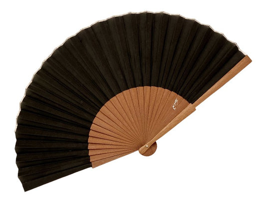 Abanico de madera de sapele con tela de seda