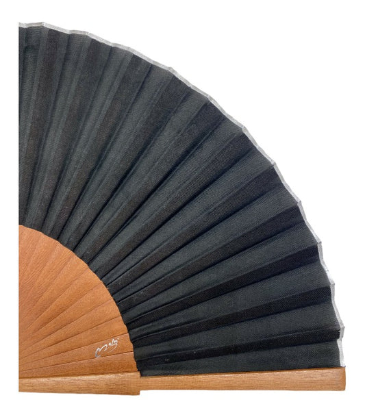 Abanico de madera de sapele con tela de seda