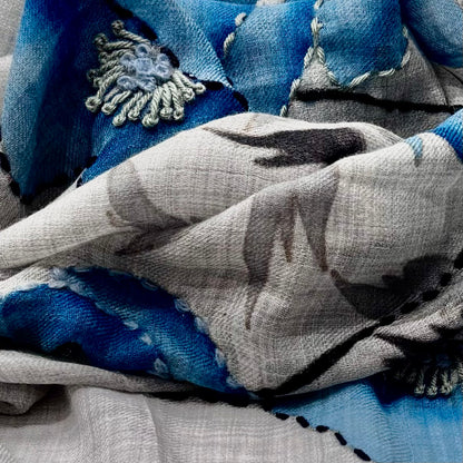 CHAL DE LANA MERINO PINTADO A MANO