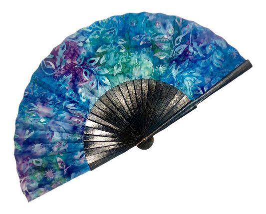 Abanico de madera de abedul con tela pintada