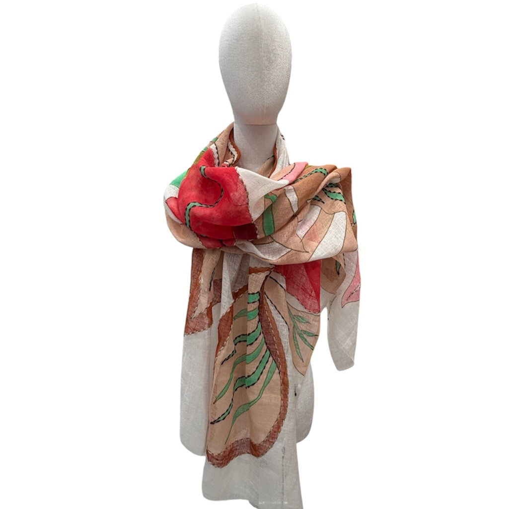 HAND-EMBROIDERED & HAND-PAINTED LINEN