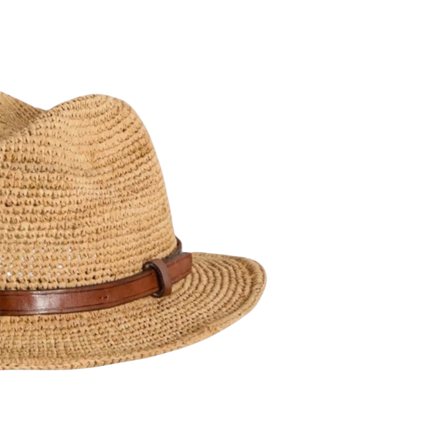 RAFFIA HAT WITH LEATHER BAND